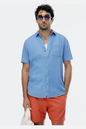 Hering Camisa Básica Masculina Manga Curta Slim Em Linho