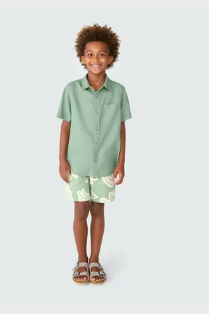 Hering Camisa Infantil Menino Manga Curta Com Linho