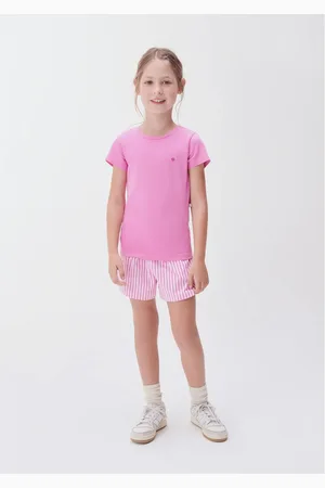 Hering Blusa Básica Infantil Menina Manga Curta Slim Com Bordado Coração
