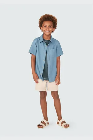 Hering Camisa Infantil Menino Manga Curta Com Linho
