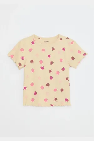 Hering Blusa Infantil Menina Manga Curta Em Ribana Estampada