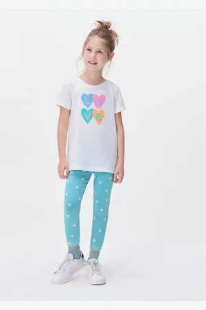 Hering Conjunto Infantil Menina Camisa Manga Curta Com Calça Estampada