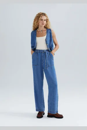 Hering Calça Jeans Feminina Reta Cintura Média Com Cinto