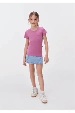 Hering Blusa Básica Infantil Menina Manga Curta Slim Com Bordado Coração