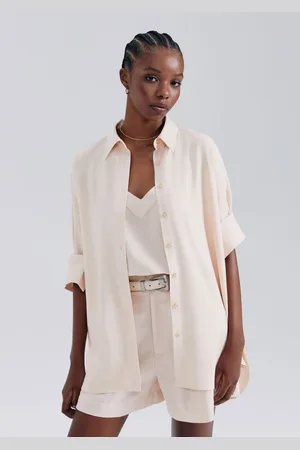 Hering Camisa Feminina Alongada Manga Longa Com Linho