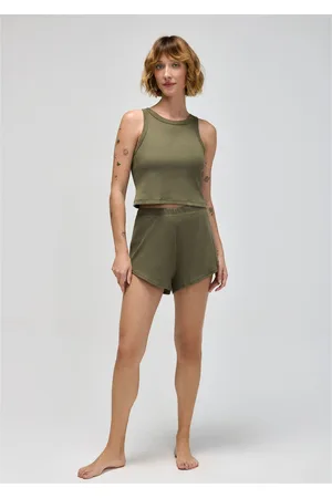 Hering Pijama Curto Feminino Básico Em Ribana Canelada