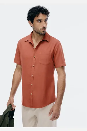 Hering Camisa Básica Masculina Manga Curta Slim Em Linho