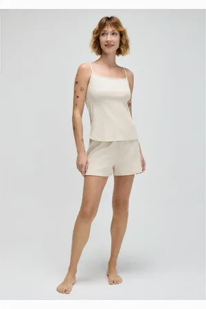 Hering Pijama Curto Feminino Em Ribana Com Linho