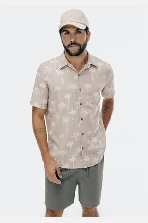 Hering Camisa Masculina Manga Curta Estampada Em Linho