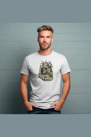 Polo Blu Camiseta Masculina Liberty & Justice Malha Algodão Branca do P ao G1