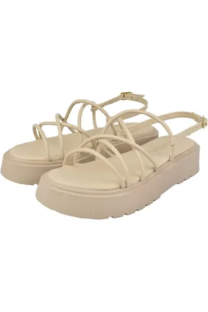 monté Sandália Feminina Plataforma CM Calçados Tira Colorida Verão Macia Leve Amarrar Gladiadora Off White