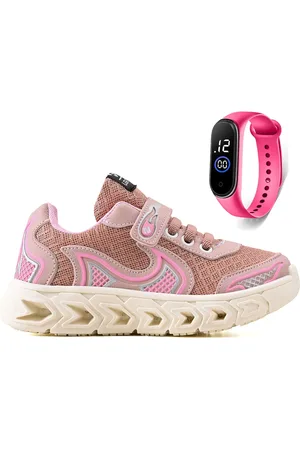 CALCADOS LGHT LIGHT Infantil - Tenis Meninas Jogger Escolar Confortavel Nude + Relogio