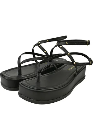 monté Sandália Plataforma Feminina Chinelo Donatella Shoes Macio Confortável Flatform Gladiadora Fivela Rebite