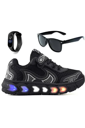 CALCADOS LGHT LIGHT Infantil - Tenis de Led Meninos Jogger Casual Escolar Macio + Oculos e Relogio