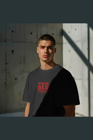 Polo Blu Camiseta Masculina em Algodão Moderna Confortável Preta do P ao G1