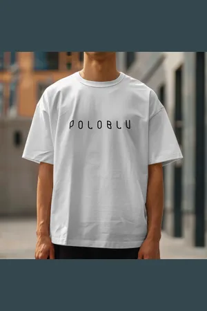 Polo Blu Camiseta Masculina Estampada Moderna em Algodão Branca do P ao G1