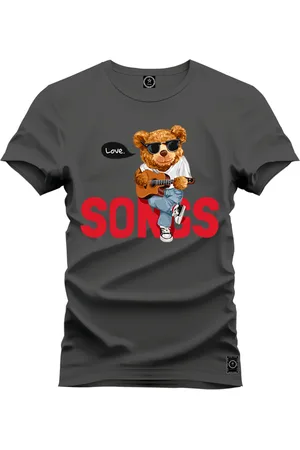 Nexstar Camiseta Plus Size Extra Grande Estampada Confortável Algodão Urso Bad Boy