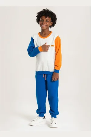 Molekada Infantil - Conjunto Inverno Menino Mescla Claro Blusão e Calça em Moletom com Recortes Club