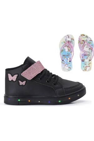 CALCADOS LGHT LIGHT Infantil - Tenis Botinha de Led Meninas Borboleta + Chinelo