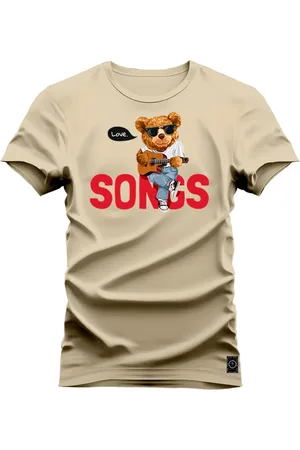 Nexstar Camiseta Plus Size Extra Grande Estampada Confortável Algodão Urso Bad Boy
