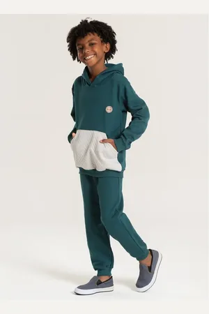 Molekada Infantil - Conjunto Inverno Menino Blusão com Capuz e Calça em Moletom Básico MLK