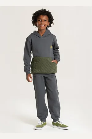 Molekada Infantil - Conjunto Inverno Menino Blusão com Capuz e Calça em Moletom Básico MLK