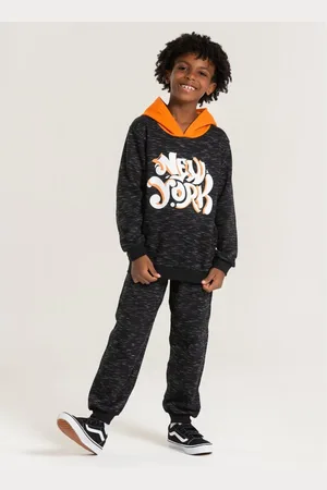 Molekada Infantil - Conjunto Inverno Menino Blusão Com Capuz e Calça em Moletom New York