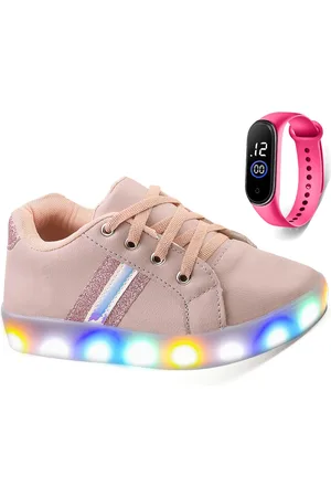 CALCADOS LGHT LIGHT Infantil - Tenis de Led Casual Meninas Sapatenis + Relogio