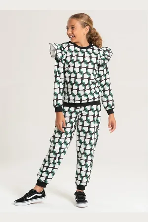 Molekada Infantil - Conjunto Inverno Menina Blusão Com Babado e Calça em Moletom Corações