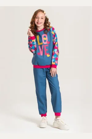 Molekada Infantil - Conjunto Inverno Menina Blusão e Calça em Moletom Love