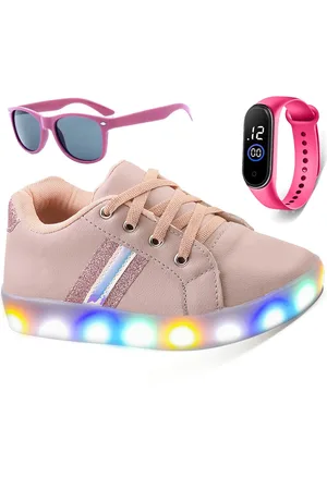 CALCADOS LGHT LIGHT Infantil - Tenis de Led Casual Meninas Sapatenis + Oculos e Relogio