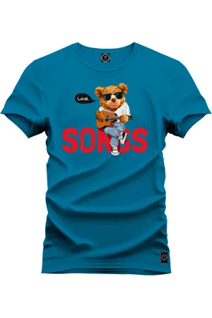 Nexstar Camiseta Plus Size Extra Grande Estampada Confortável Algodão Urso Bad Boy