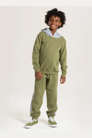 Molekada Infantil - Conjunto Inverno Menino Blusão com Capuz e Calça em Moletom com Recortes