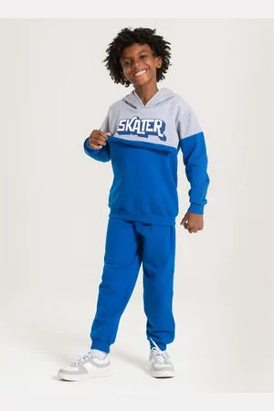 Molekada Infantil - Conjunto Inverno Menino Royal Blusão com Capuz e Calça em Moletom Skater