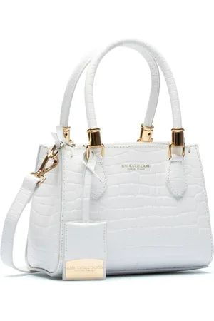 Ana Cavalcanti BOLSA EM COURO LEGÍTIMO MINI TOTE CROCO BRANCO