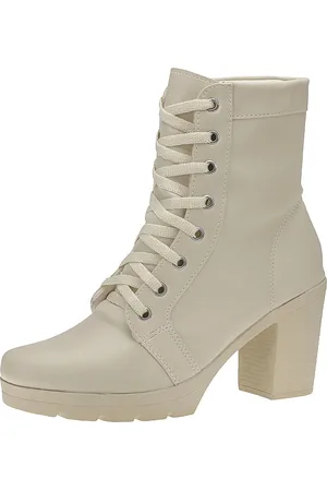 Shekinah Coturno Salto Alto Bota Blogueira Macia Tratorada Feminina Off White