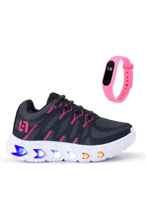 CALCADOS LGHT LIGHT Infantil - Tenis de Led Meninas Casual Escolar Calce Facil + Relogio