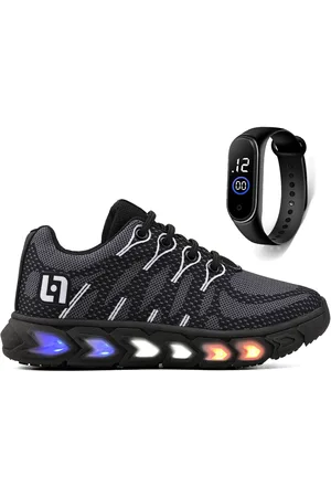 CALCADOS LGHT LIGHT Infantil - Tenis de Led Meninos Casual Escolar Calce Facil + Relogio