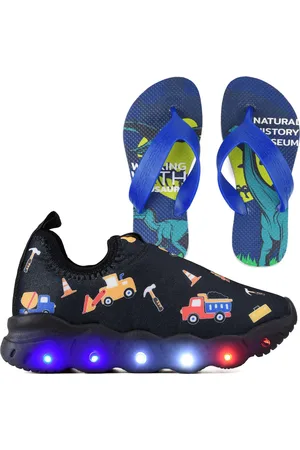 CALCADOS LGHT LIGHT Infantil - Tenis de Led Meninos Calce Facil Escolar Carros + Chinelo