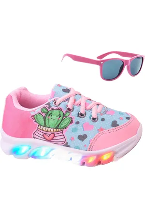 CALCADOS LGHT LIGHT Infantil - Tenis de Led Meninas Casual Escolar Cacto + Oculos