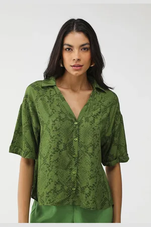 LEZ A LEZ Camisa Social Reta Rayon Bau Verde