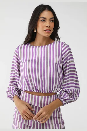 LEZ A LEZ Blusa Reta Listrada Roxa