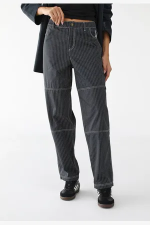 adidas Calça Sarja Reta Risca de Giz Grafite