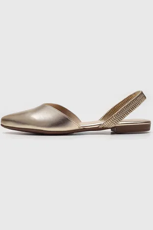 BEIRA RIO Sapatilha Slingback Metalizado Dourada