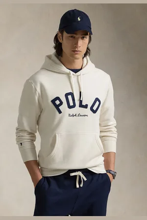 Ralph Lauren Blusa de Moletom Fechada Logo com Capuz Off-White
