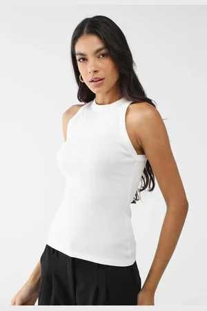 Colcci Regata Canelada Ajustada Logo Branca