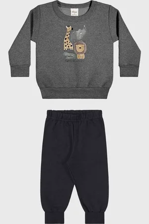 Elian Conjunto 2pçs Manga Longa Blusa De Moletom E Calça Grafite