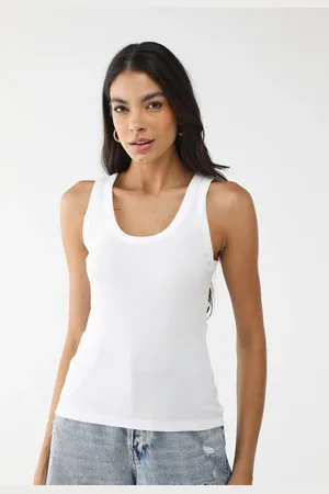 Colcci Regata Canelada Ajustada Logo Branca
