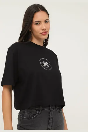 John John Camiseta Cropped Circle Preta