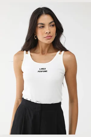 LANCA PERFUME Regata Canelada Ajustada Recorte Alça Branca